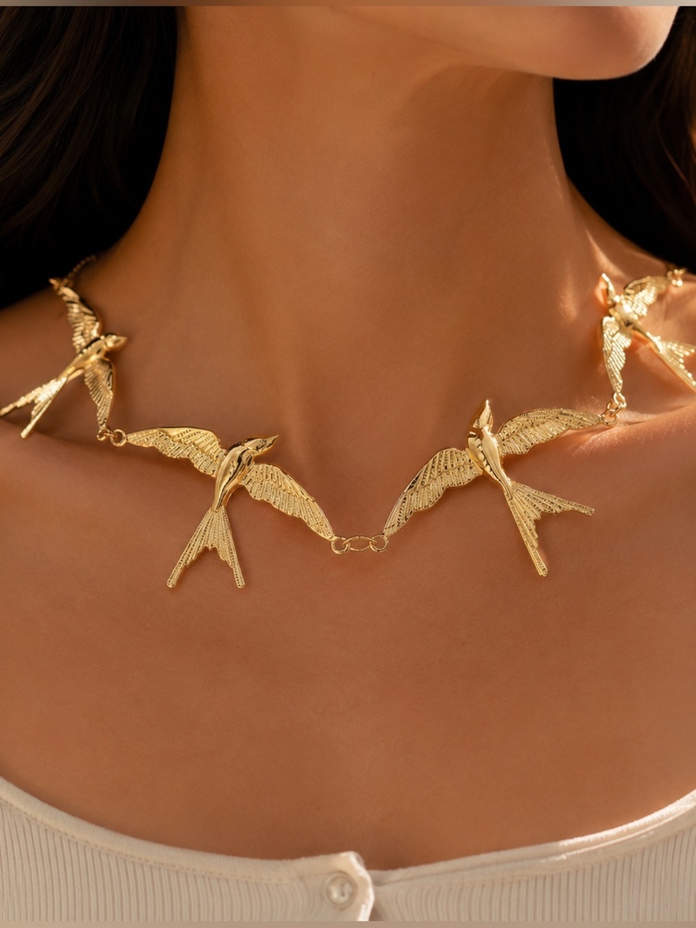 Gold Bird Link Necklace